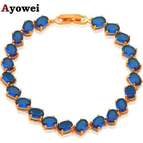 Charming Royal Blue Zircon Bracelets for Women AAA Zircon Gold tone Health Nickel & Lead free Fashion jewelry TB840A