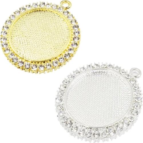 Fit 25mm Round Cabochons Rhinestones Cameo/Glass Frame bezel Settings Tray blank DIY Accessory Making 5pcs/lot K05173