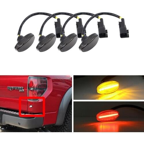Fits For Ford F-150 SVT Raptor 2010 2011 2012 2013 2014 4PCs F&R Smoke Led Side Marker Lights Car-Styling
