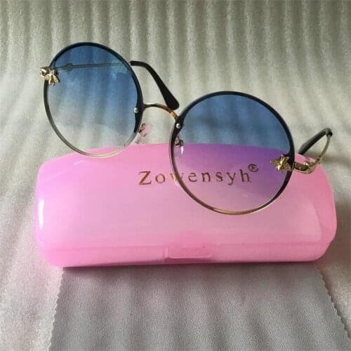 Zowensyh HOT summer round Bee Metal Sunglasses Titanium Frames Womens 1808 Sunglasses Metal Bee UV400 Sun glasses free shopping