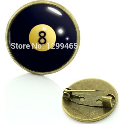 Sale Glass Broche Brooches For Limited Billiard Brooches Popular Eight Billiards Vintage Photo Badge For Leisure Time T564