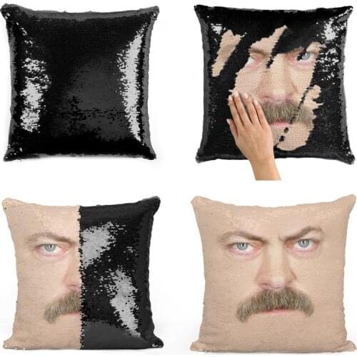 Ron Swanson Face Sequin Pillow | Sequin Pillowcase | Two Color Pillow | Gift For Her | Gift For Him | Pillow | Magic Pillow