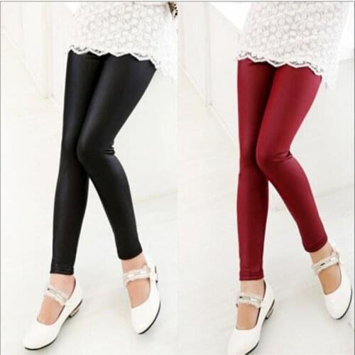 Baby girls Pants high quality girls elasticity skinny leggings kid Pants Imitation leather outwear trousers