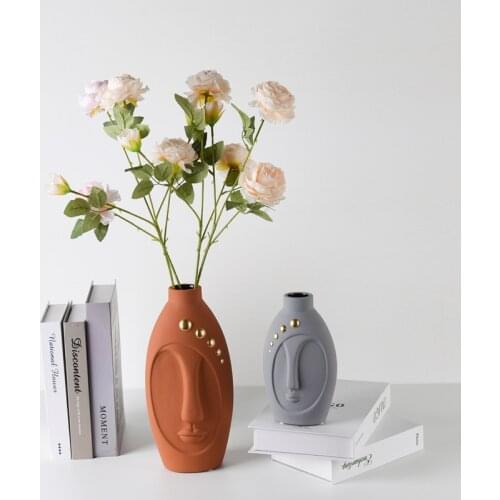 Modern creative Morandi color human face ceramic vase decoration living room TV cabinet wine cabinet home soft decorations