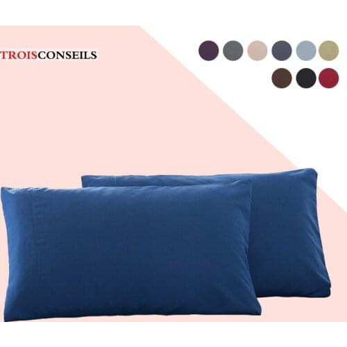 2 Piece Standard/Queen/King Pillowcase Solid Pure Color Thick Cotton Polyester Bedding Pillows Case Ultra Soft Sleep Pillowcase
