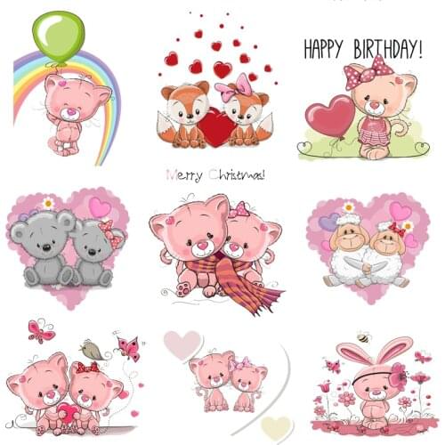 Iron on Transfer for Clothing Thermoadhesive Patches Stickers Diy Pink Cute Patch Textile Vinyl Stripes Appliques for Clothes A