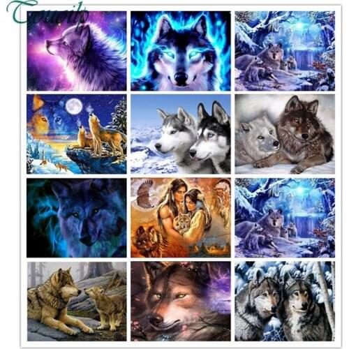 Touoilp 5D Diamond Painting Animals wolves Cross Stitch Diamond Mosaic picture Diy Diamond Embroidery home decor sticker gifts