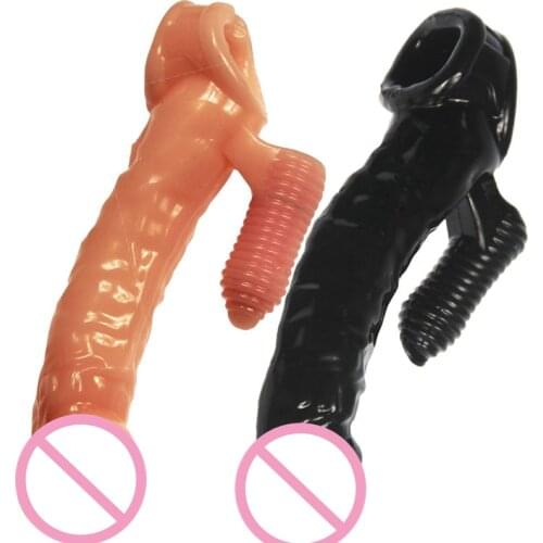 Triple Vibrator Condom Delay lasting Cock Ring Sex Toy for Man Clit Massage Stick Masturbation Penis Enhance Stimulate ED Sheath