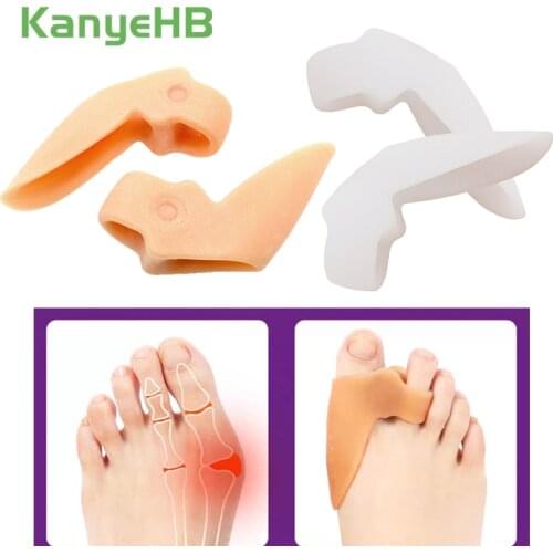 2pcs White & Skin Big Toe Straightener Thumb Valgus Protector Silicone Gel Foot Finger Toe Separator Bunion Adjuster Feet Tools