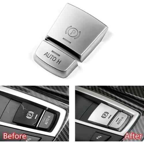 YAQUICKA 2Pcs/set Car Interior Electric Handbrake Auto H Switch Button Cover Trim Stickers For BMW 5 6 7 Series X3 X4 X5 X6 ABS