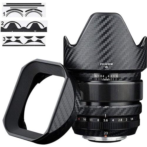 Anti-Scratch Lens and Lens Hood Cover Skin Film for Fujifilm XF 23mm F1.4 R Lens & LH-XF23 Lens Hood 3M Sticker Carbon Fiber