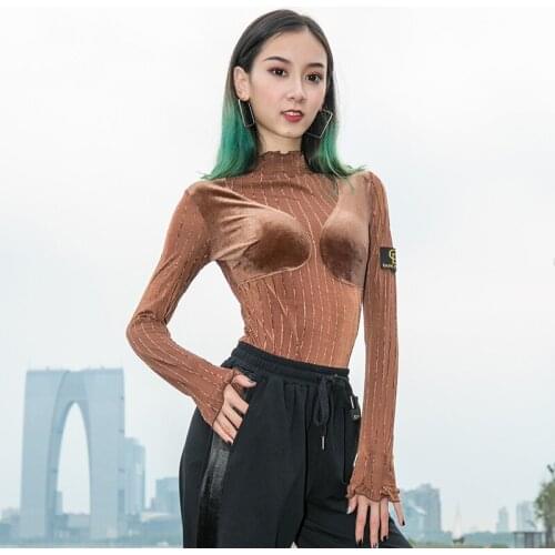 Latin Dance Tops For Women Adult Long Sleeve Practice Clothing Professional Rumba Dance Shirt Samba Tango Dance Clothes DWY5410