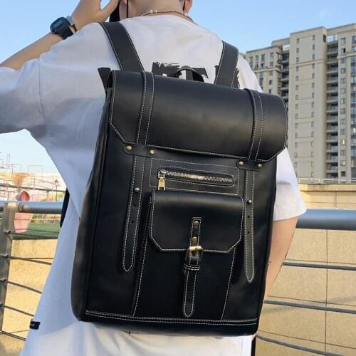 Women Backpack PU Leather Men Rucksack Vintage Double Ladies Shoulder Bag Large Capacity School Bag Backpacks Daypack Bagpack