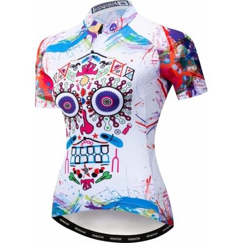 2019 Cycling jersey for Women Bike jerseys Short sleeve MTB Top Maillot Pro Team racing Road Mountain sports shirt Skull white