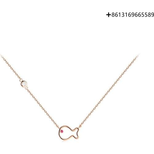 Fashionable loveliness hollow fish necklace 925 silver simple personality collarbone chain female tide web celebrity students