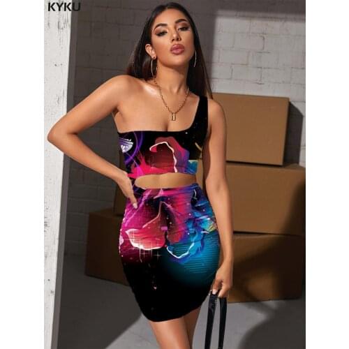 KYKU Brand Flower Dresses Women Colorful Vestido Sexy Graffiti Pleating Butterfly Halter Sleeveless Womens Clothing Club New