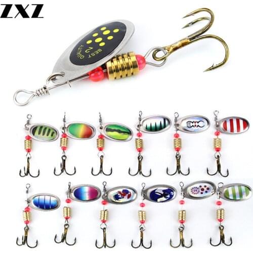 10Pcs/Set 6cm 2.5g Metal Carp Fishing Lure Vibration Bait Spinner Spoon Lures Rotating Metal Sequin Wobbler with Treble Hooks