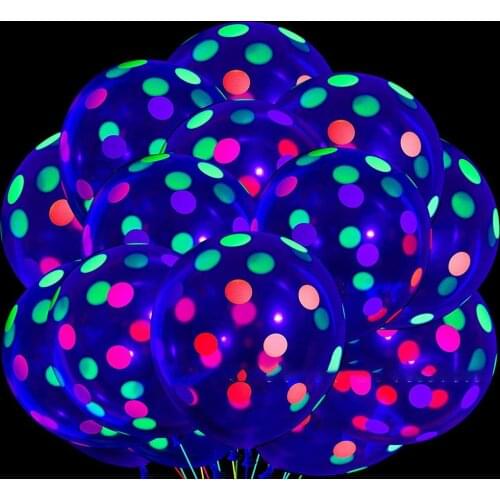 10Pcs Clear Latex Balloon Neon UV Blacklight Reactive Star Balloons Stars Points Bright Multi-color Wedding Birthday Party Decor