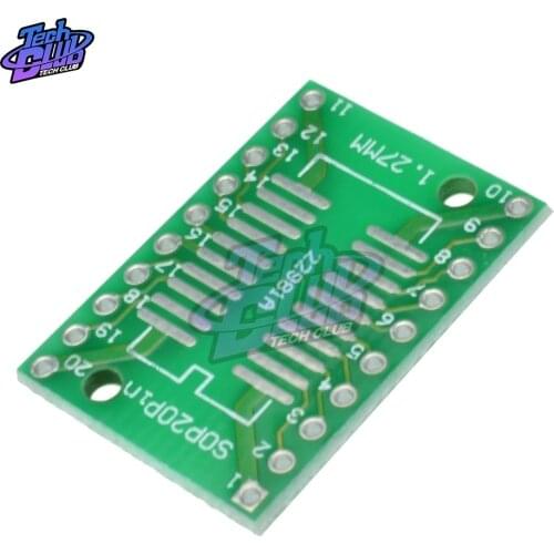 10PCS SOP20 SSOP20 TSSOP20 To DIP20 0.65/1.27mm IC Adapter PCB Board