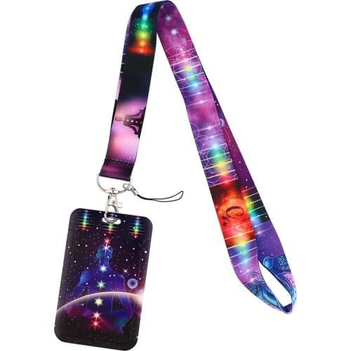 12pcs/lot E3412 Cartoon Yoga Necklack Lanyard Key Gym Strap Multifunction Mobile Phone With Card Holder Cover