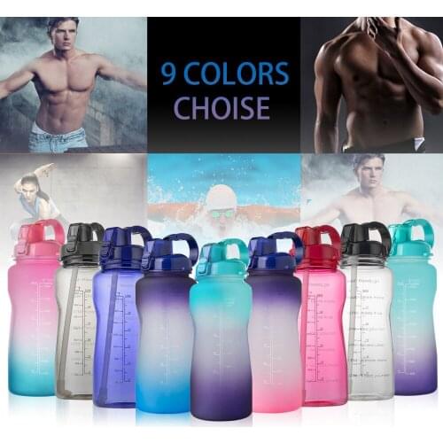 2L/3.8L Outdoor Water Bottle With Straw Portable Travel Large-Capacity Sports Plastic Fitness Bottle Hiking Camping School Drink