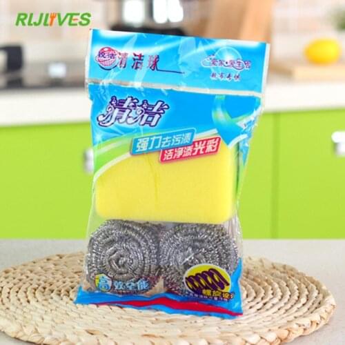 4Pcs/Bag Stainless Steel Wire Cleaning Ball Kitchen Clean Scouring Cloth Dish Washing Sponge Kitchen Cleaning Tools