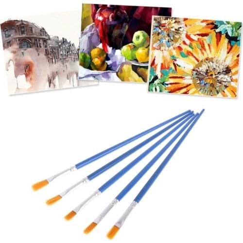 5Pcs Artist Nylon Hair Brush Flat Pointed Head Paint Gouache Set Oil Painting Ju18 21 Dropshipping