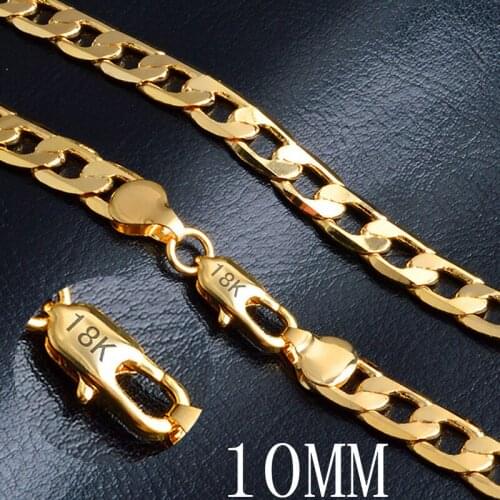 18 K vacuum plating anniversary accessories. New fashion 10mm 20 inch gold chain necklace. Necklace mens jewelry