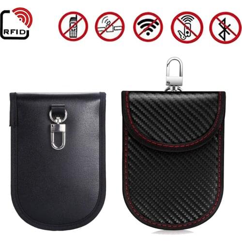 Car Signal Blocking Bag Keychain Anti-magnetic Card Key Case Coin Purse Phone Case For Cell Phone Privacy Protection