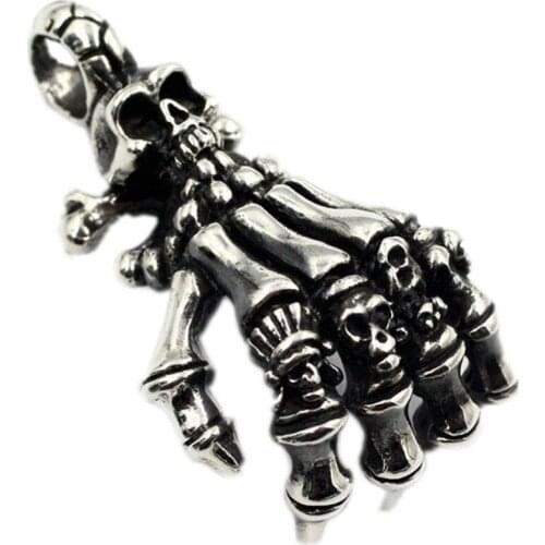 BOCAI New 925 silver ghost hand pendant for man s925 sterling silver handmade skull paw dark goth punk men and women necklace
