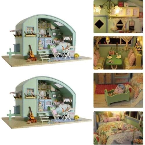 DIY Wooden Miniature Doll Houses Furniture Kit Toys Birthday 3D Christmas Dollhouse Gift For Children I4Z9