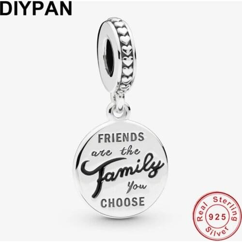 Friends Are Family Dangle Charm Fit Pandora Original Bracelet Charm 925 Silver Charm Beads Pendant Bangle Women Jewelry Berloque