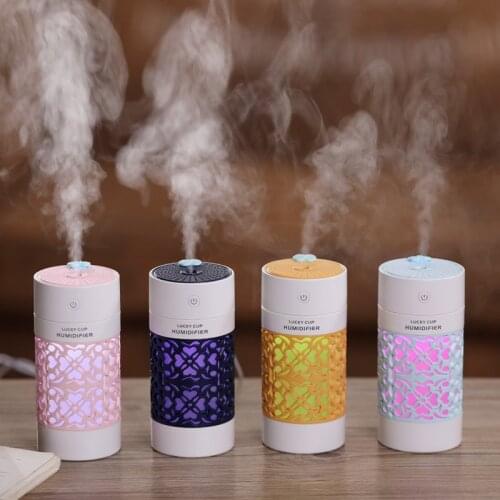 Electric Aroma air diffuser 250ml USB wood grain Ultrasonic air humidifier cool mist maker with 7 colors lights for home