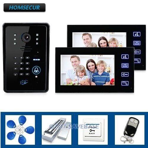 HOMSECUR New 7" Video Door Phone Intercom IR Camera Keypad Keyfobs Remote Magnetic Lock