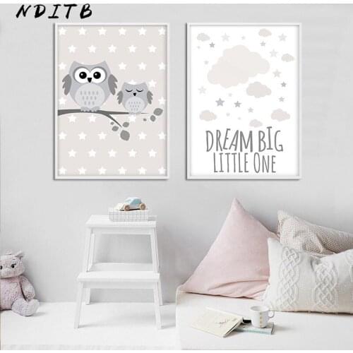 Woodland Animal Owl Canvas Poster Nursery Print Minimalist Wall Art Painting Nordic Kids Decoration Pictures Baby Room Decor