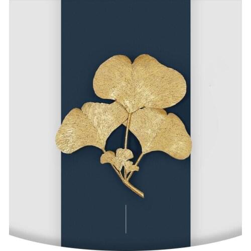 Chinese Wrought Iron Golden Ginkgo Leaf Wall Murals Art Hotel Lobby Wall Sticker Decoration Home Livingroom Wall Hanging Crafts
