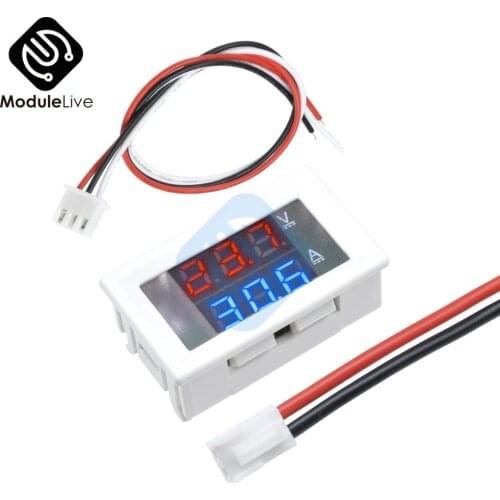 Mini Digital Dual LED White Voltmeter Ammeter DC 100V 10A Panel Amp Voltage Volt Current Meter Tester 0.56'' 0.56inch Blue Red
