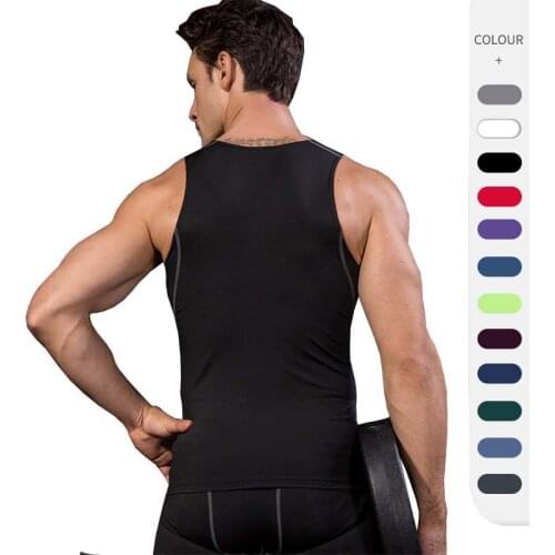 2021 New Men Running T Shirt Fitness Tight Sleeveless Sport tshirt Training Jogging Shirts Gym Sportswear Quick Dry