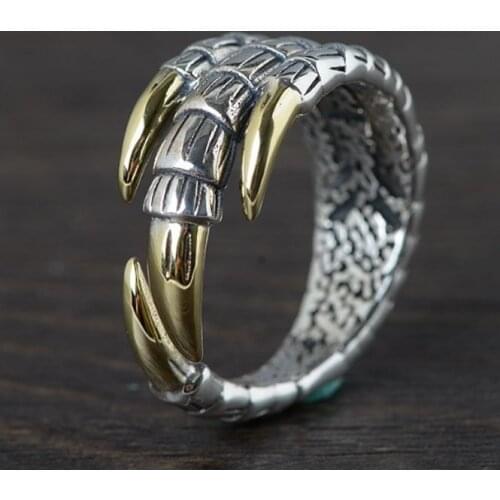925 Sterling Silver men punk retro dragon claw ring rings jewelry A4299