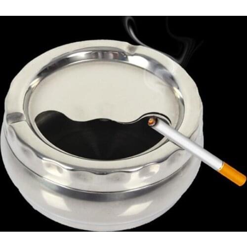 Outdoor Stainless Steel Ashtray Windproof Cigarette Ashtray for Home Office Shop Desktop Use