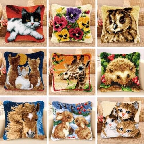 37/43/50 cm Latch Hook Cushion Knooppakket Knoopkussen Latch Hook Pillow Cover Foamiran For Needlework Embroidery Cross Stitch