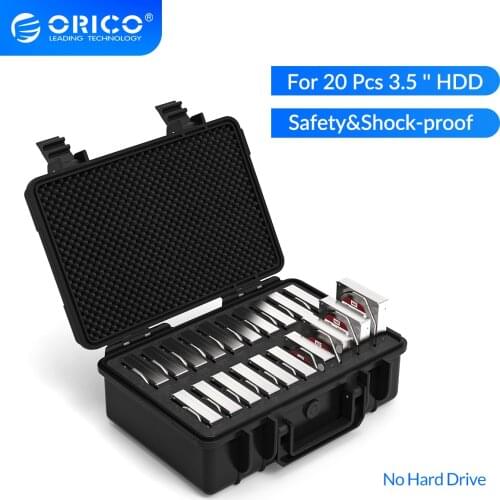 ORICO 3.5 inch 20 Bay HDD Hard Drive External Protection Storage Case Box Portable Multi Bay Water\Dust\Shock-proof