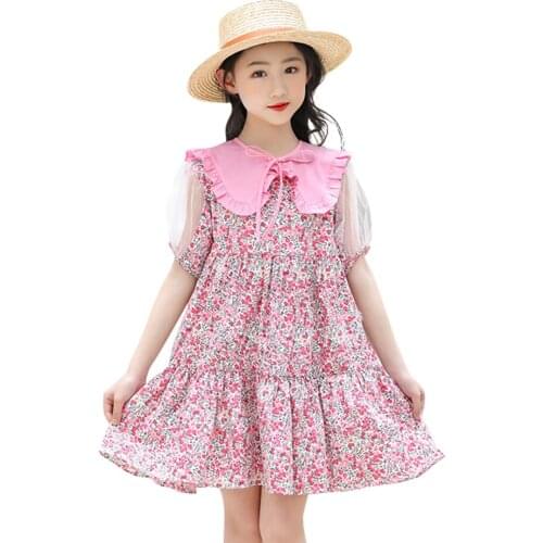 Dress For Girls Mesh Dress For Girl Floral Pattern Children Dress Summer Costume Girl 6 8 10 12 14