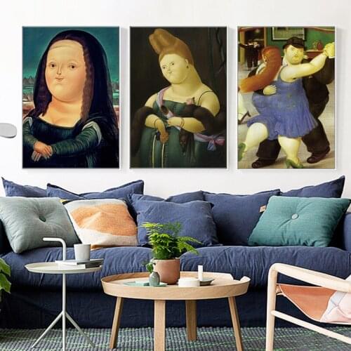 Nordic Funny Art Mona Lisa Canvas Paintings By Fernando Botero Famous Wall Art Posters And Prints Abstract Art Pictures Cuadros