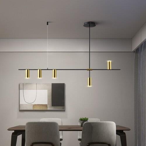 Led gold chandelier lighting modern Minimalist dinning room tube chandelier design Nordic home chandelier lighting for bedroom