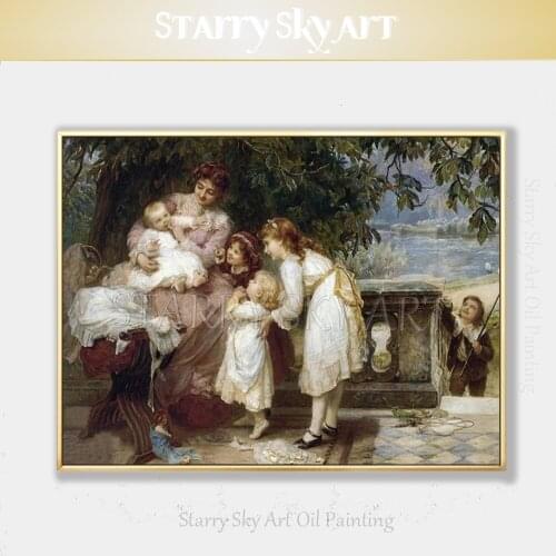 Top Artist Hand-painted High Quality Classical Art Oil Painting Mother And Child Oil Painting Beautiful Europe Portrait Painting