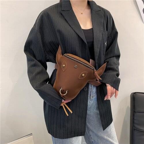 Women Waist Bag Retro Funny Cow Shape Shoulder Bag For Women