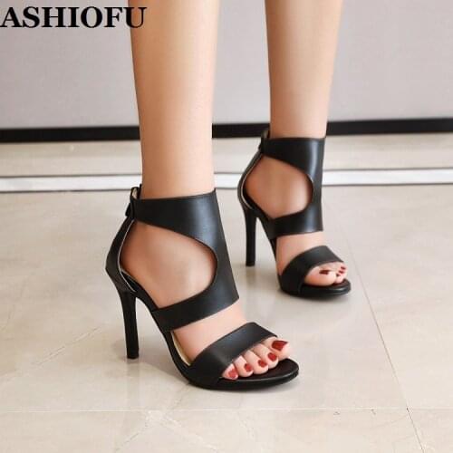 ASHIOFU New Wholesale Hot Sale Ladies High Heels Sandals Simple Style Party Prom Summer Shoes Sexy Evening Club Fashion Sandals