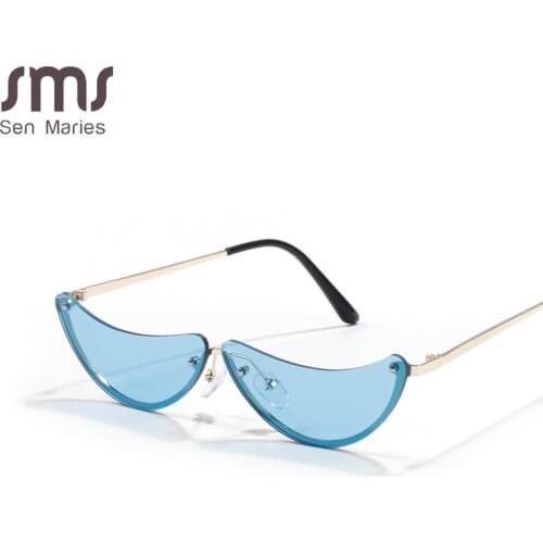 Semi-Rimless Vintage Cat Eye Sunglasses Women Luxury Brand Designer Sunglasses Men Woman Steampunk Punk Shades Retro Glasses