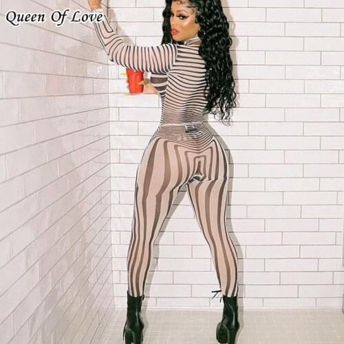 Black White Zebra Striped Mesh Legging Outfits 2021 Autumn Fashion 2 Piece Women Long Sleeve Shirt Top Pant Matching Set Y2K